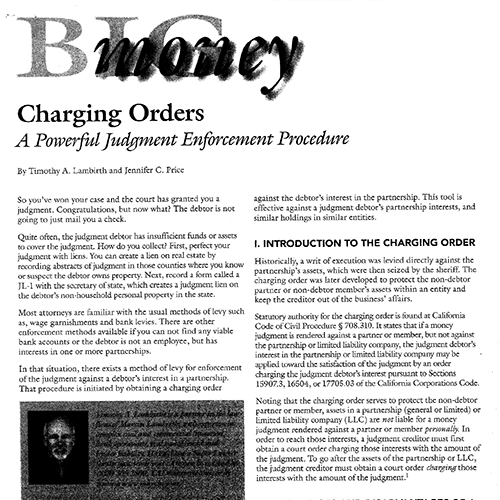 Charging Orders – Big Money